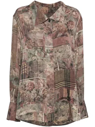 Ziggy Chen Liberty-printed Shirt In Brown