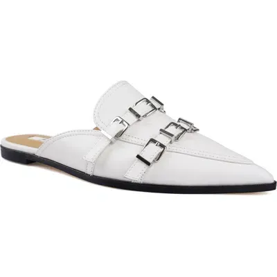 Zigi Roussih Pointed Toe Mule In White Leather