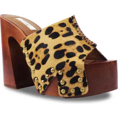 Zigi Yama Platform Slide Sandal In Leopard Calf Hair