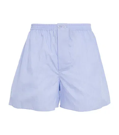 Zimmerli Cotton Woven Boxers In Blue