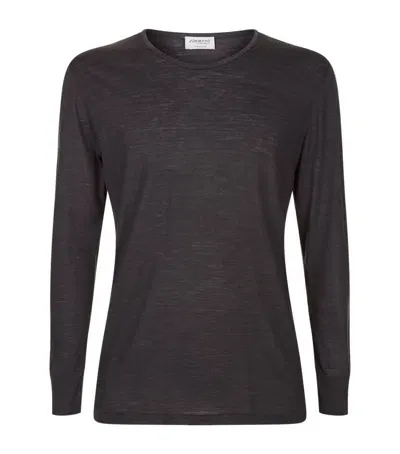 Zimmerli Wool And Silk Long-sleeved Top In Grey