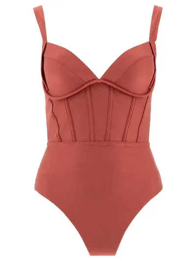 Zimmermann Acacia Corset 1pc Swimsuit In Red