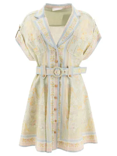 Zimmermann Acacia Mini Shirt Dress In Multi