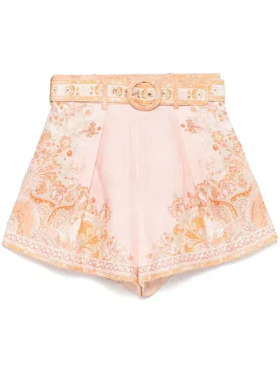 Zimmermann Acacia Shorts In Pink & Purple