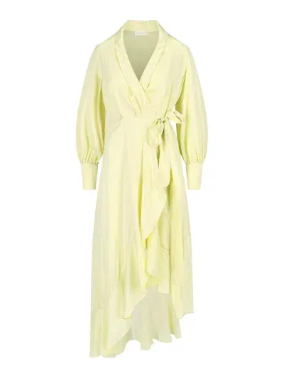 Zimmermann Asymmetrical Midi Dress In Yellow