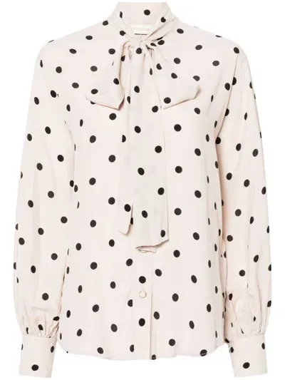 Zimmermann Batwing Polka Dot-print Shirt In Neutrals