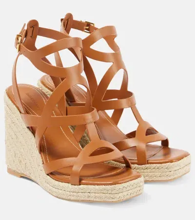 Zimmermann Bay 110 Leather Espadrille Wedges In Brown