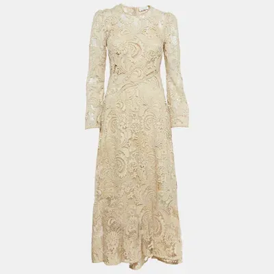 Pre-owned Zimmermann Beige Waverly Lace Midi Dress S