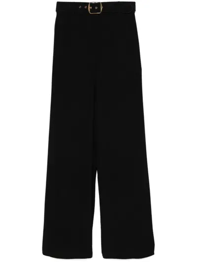 Zimmermann Belted Wide Leg Trousers In Black