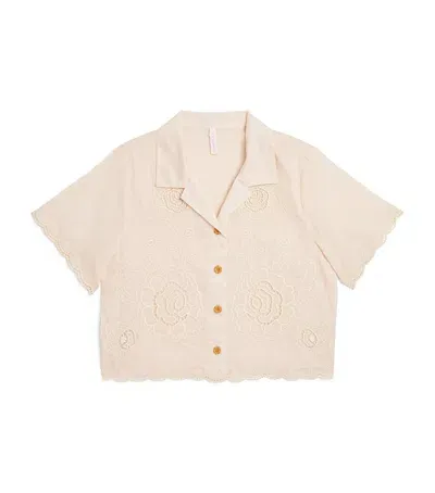 Zimmermann Kids' Cotton Embroidered Halliday Shirt In Neutral