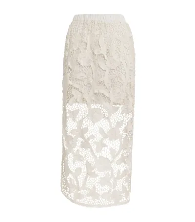 Zimmermann Cotton Lace Midi Skirt In White