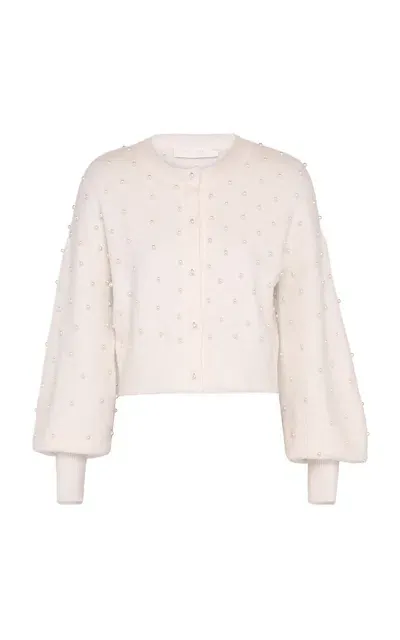 Zimmermann Crush Embellished Knit Alpaca Cardigan In Ivory