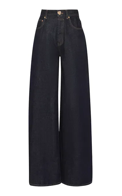 Zimmermann Crush Rigid High-rise Straight-leg Jeans In Dark Wash