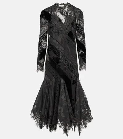 Zimmermann Eden Linen And Silk Lace Gown In Black