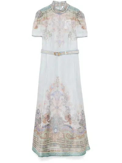 Zimmermann Eden Midi Dress In Blue