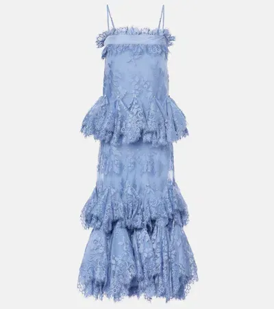 Zimmermann Eden Ruffled Lace Gown In Blue