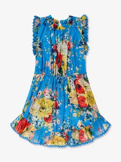 Zimmermann Kids Alight Floral-print Cotton Dress In Blue Floral