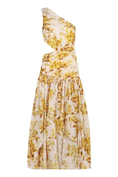 Zimmermann Golden Asymmetric Dress In Yellow