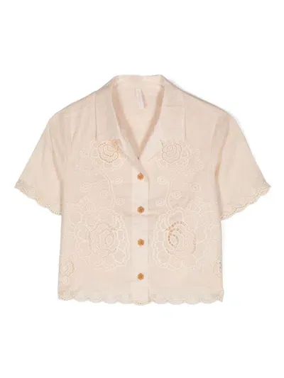 Zimmermann Guipure-lace Cotton Blouse In 中性色