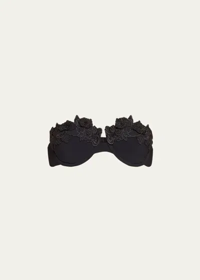 Zimmermann Women's Halliday Embroidered Bikini Top In Noir