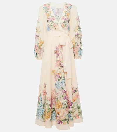 Zimmermann Halliday Wrap Midi Dress In Multicolor