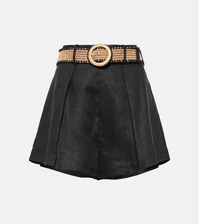 Zimmermann Halliday High-rise Linen Shorts In Black