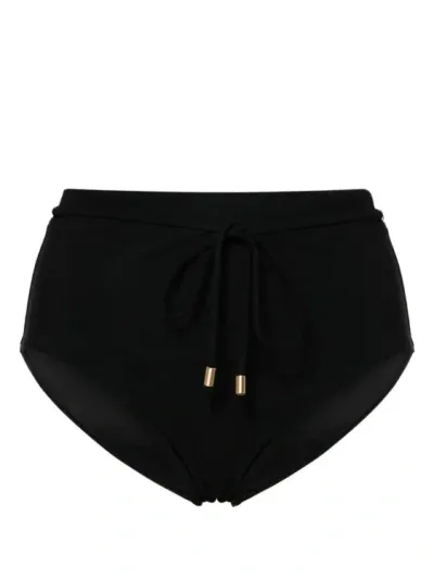 Zimmermann Wylie Textured High-waist Bikini Bottoms In Noir