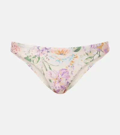 Zimmermann Halliday Skinny Floral Bikini Bottoms In Multicolor