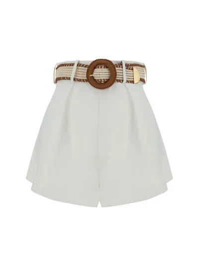 Zimmermann Halliday Tuck Shorts In Ivory