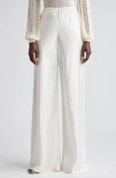 Zimmermann Harmony Bias Cut Satin Palazzo Pants In 白色