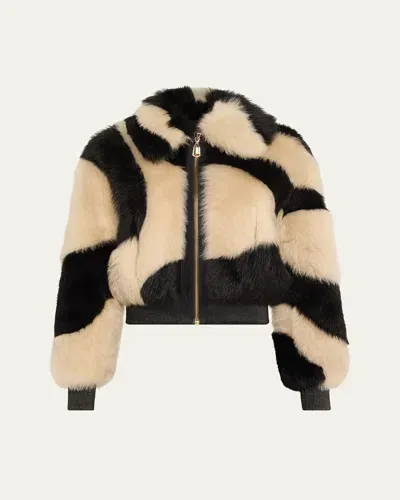 Zimmermann Illustration Fuzzy Swirl Jacket In Black/cream