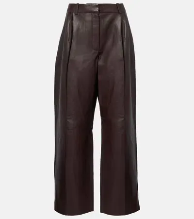 Zimmermann Illustration Leather Wide-leg Pants In Brown