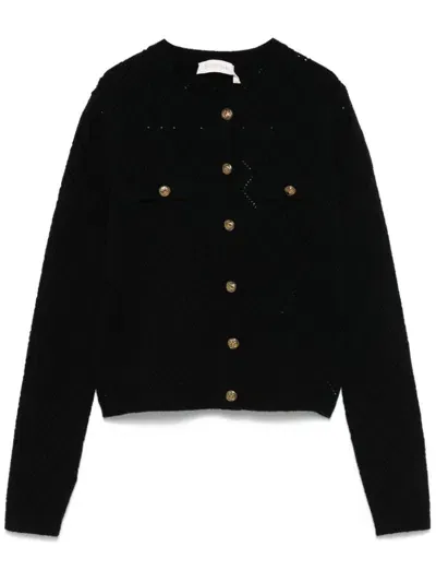 Zimmermann Illustration Pointelle Cardigan In Black