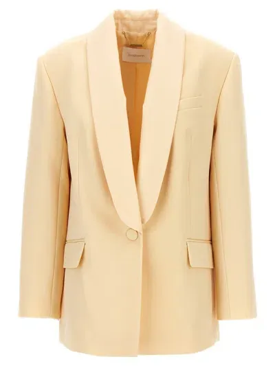 Zimmermann Illustration Shawl Tux Jacket Blazer In Beige