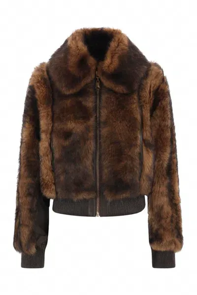 Zimmermann Illustration Shearling Fur Jacket In Brown