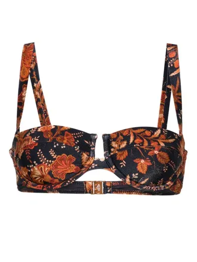 Zimmermann Junie Floral-print Balconette Bra In Blue