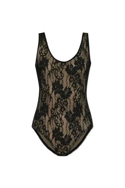 Zimmermann Lace Scoop Sleeveless Bodysuit In Black