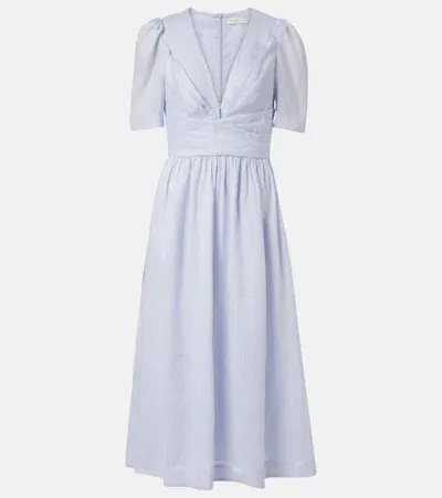 Zimmermann Linen Midi Dress In Blau