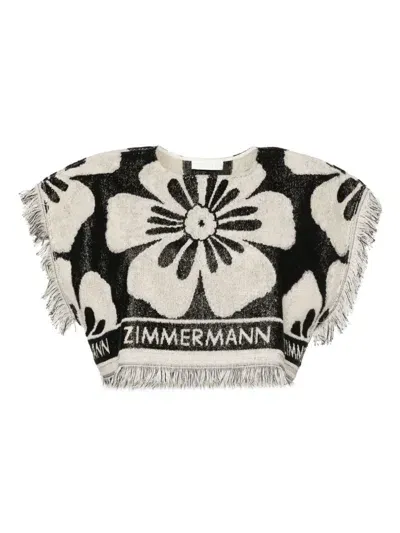 Zimmermann Kids'  Logo Towelling Cropped Top