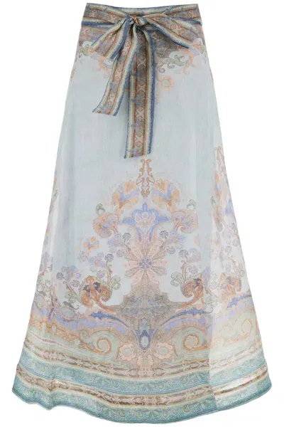 Zimmermann Long Eden Maxi Sk In Blue