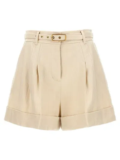 Zimmermann Matchmaker Tuck Front Shorts In Beige