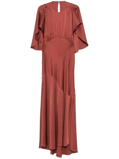 Zimmermann Eden Draped Satin Maxi Dress In Red