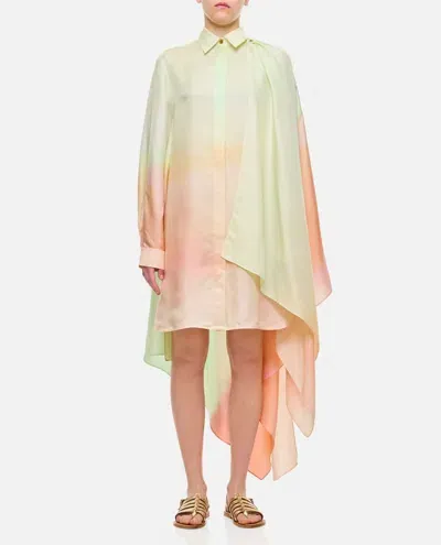 Zimmermann Natura Draped Silk Satin-twill Mini Shirt Dress In Multicolor