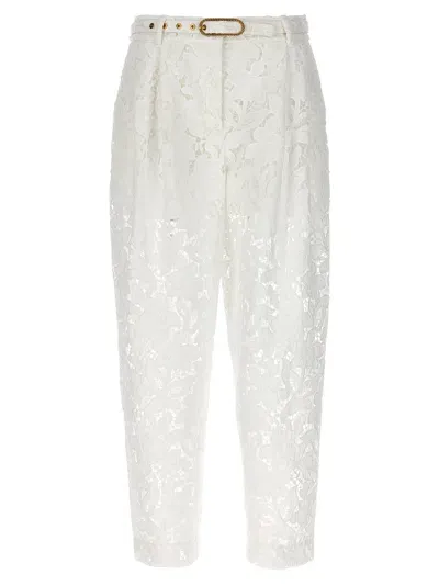 Zimmermann 'natura Cropped Barrell' Trousers In White