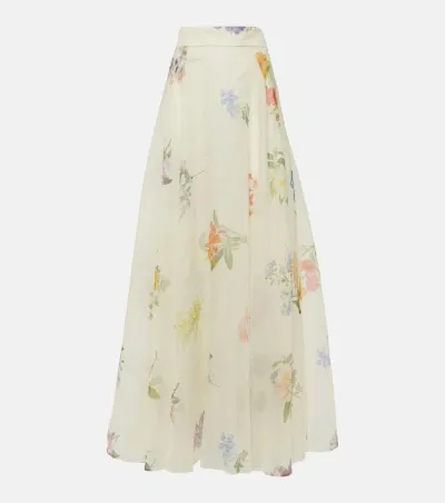 Zimmermann Maxi Skirt In Multi Botanical Ivory