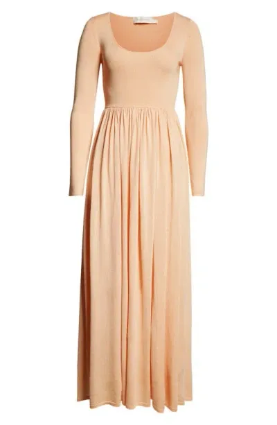 Zimmermann Natura Pleated Maxi Dress In Peach