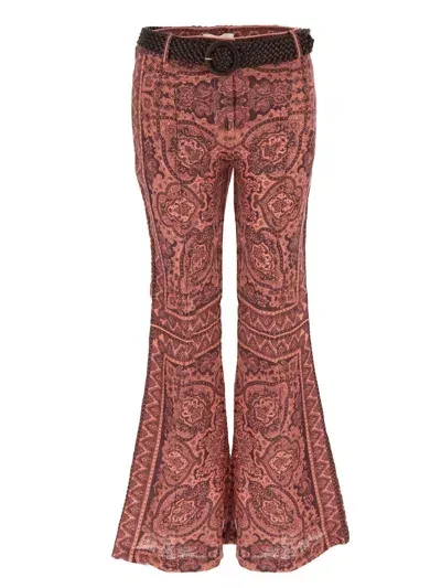 Zimmermann Ottie Flared Pant In Red