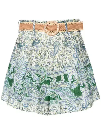 Zimmermann Ottie Tuck Short Clothing In Green