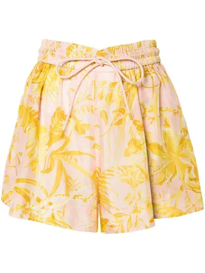 Zimmermann Floral-print Silk Shorts In Pink