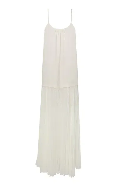 Zimmermann Pleated Crepe Midi Dress In Off-white